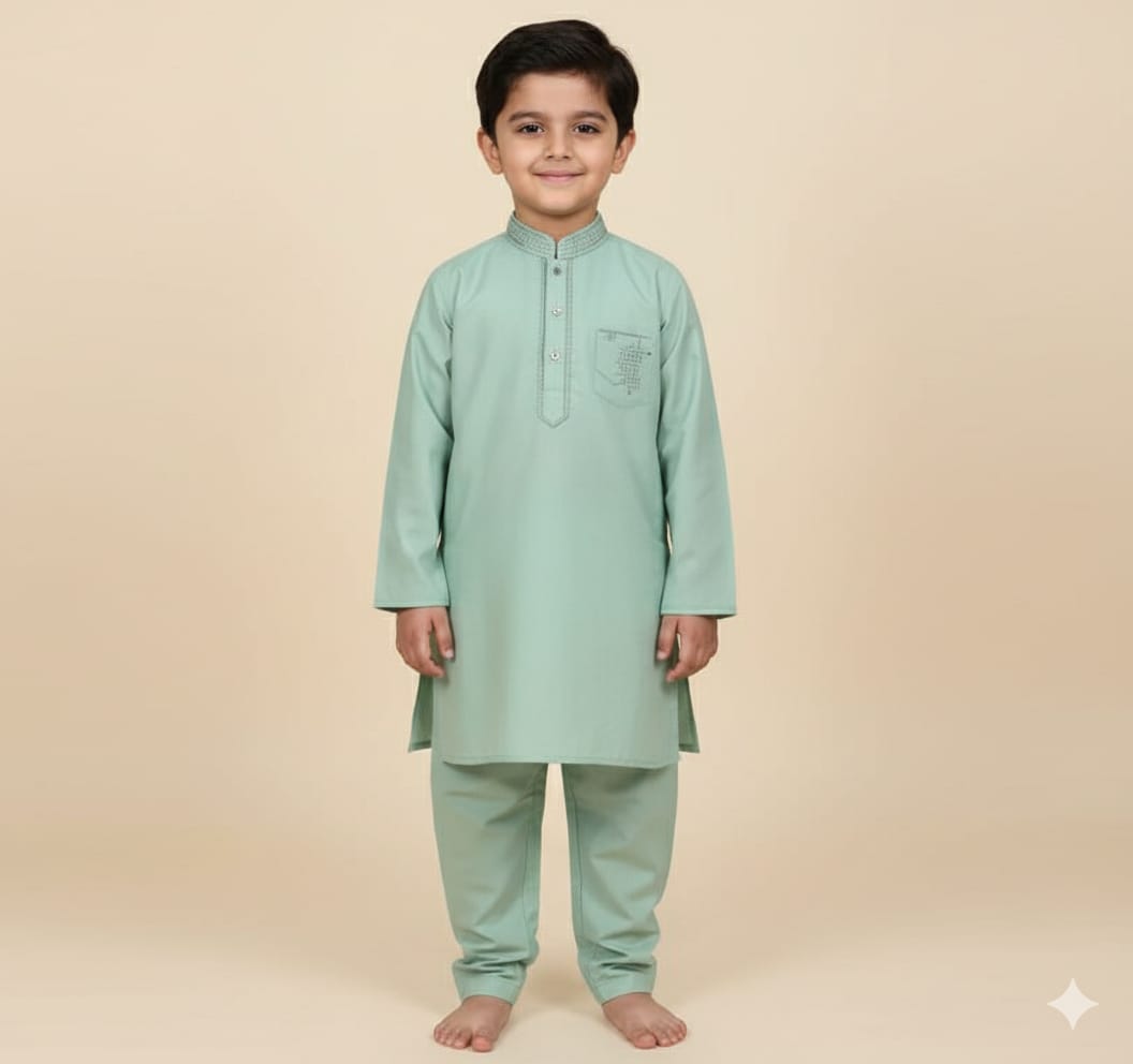 Stylish Embroidered Shalwar Kameez – Little Gentleman Edition