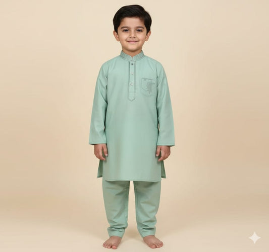 Stylish Embroidered Shalwar Kameez – Little Gentleman Edition