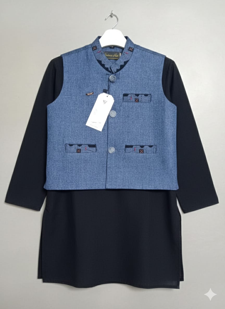 Little Gentleman – Premium Shalwar Kameez with Waistcoat by Kiddy Stitch”