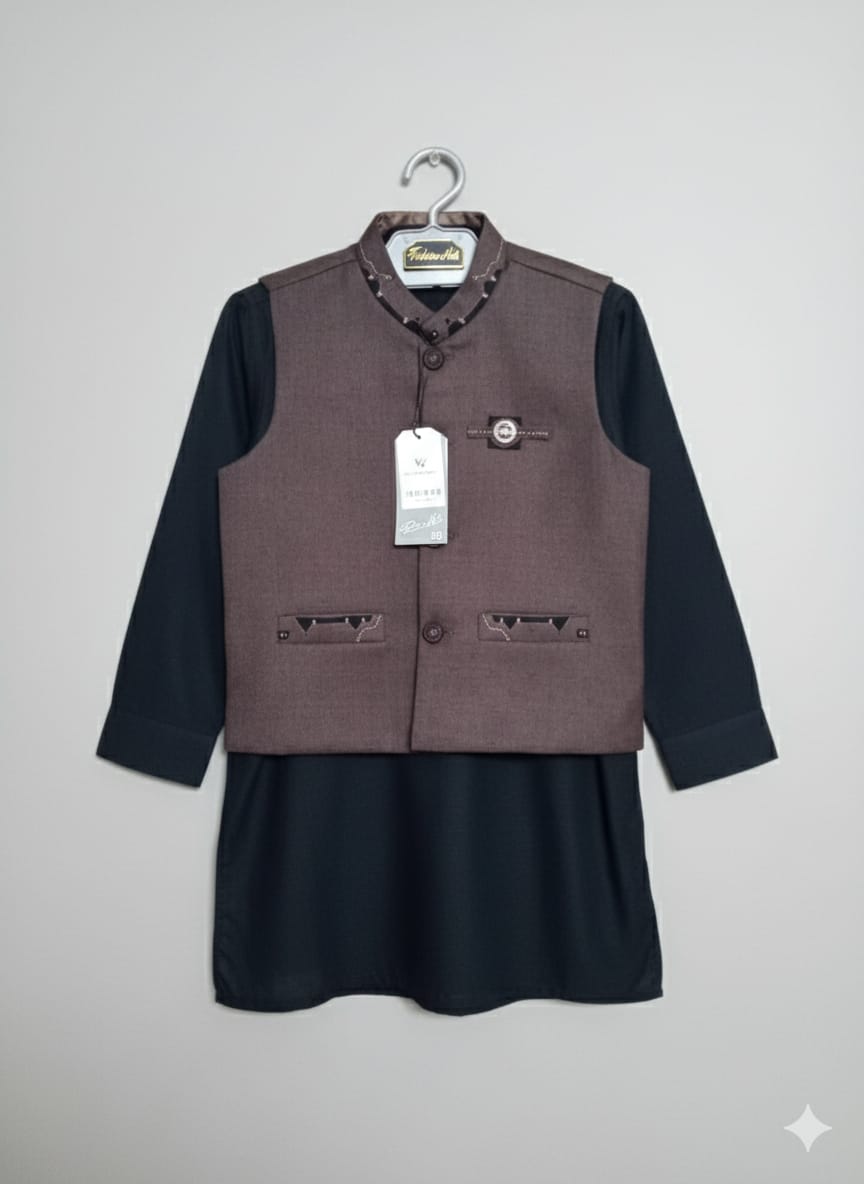 Little Gentleman – Premium Shalwar Kameez with Waistcoat by Kiddy Stitch”
