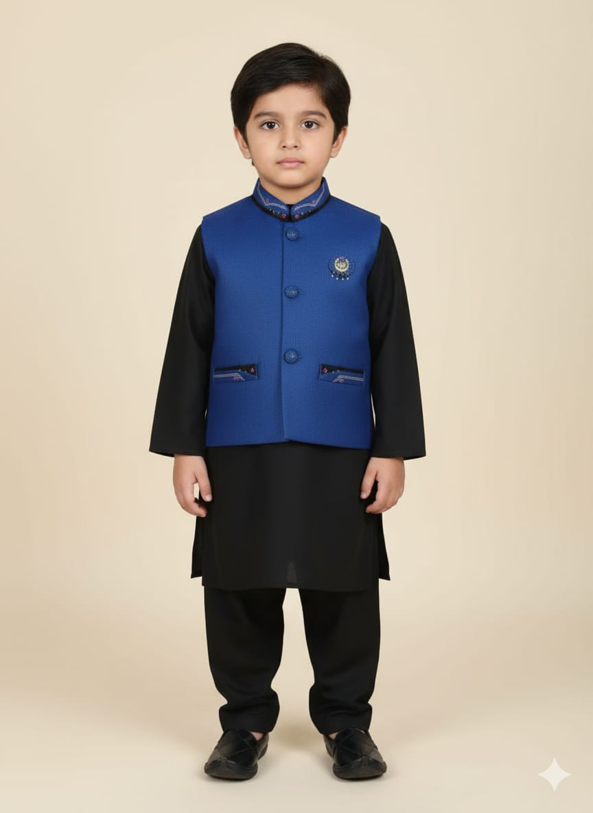 Little Gentleman – Premium Shalwar Kameez with Waistcoat by Kiddy Stitch”